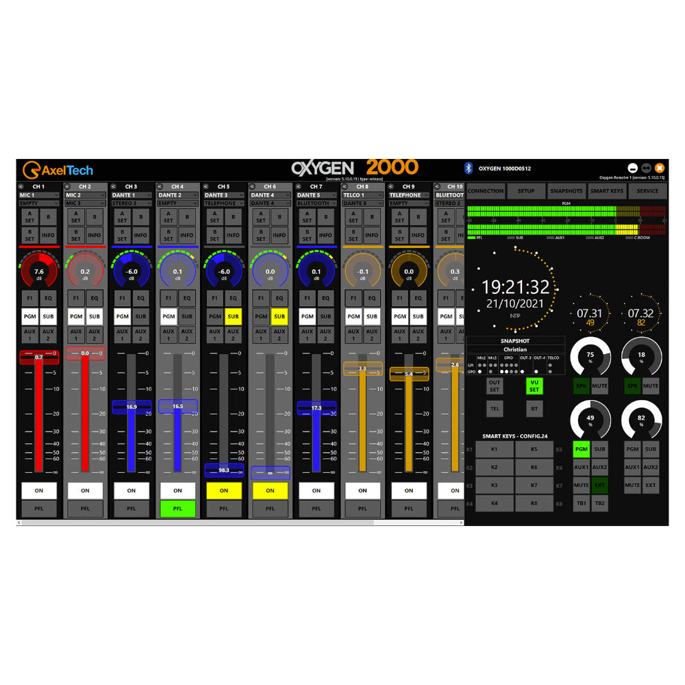 Axel Technology Oxygen 2000 Broadcast Audio Console, 5 Mic Inputs & Bluetooth
