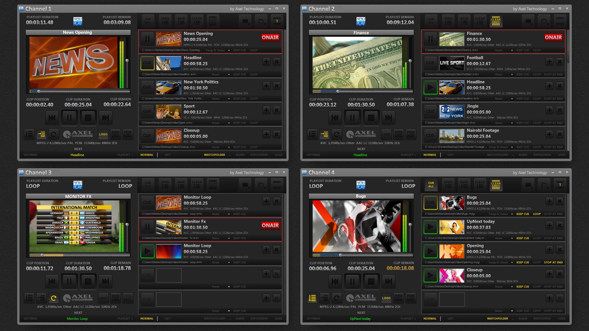 Axel Technology YouPlay Broadcast Television Contribution & Ingest Software.