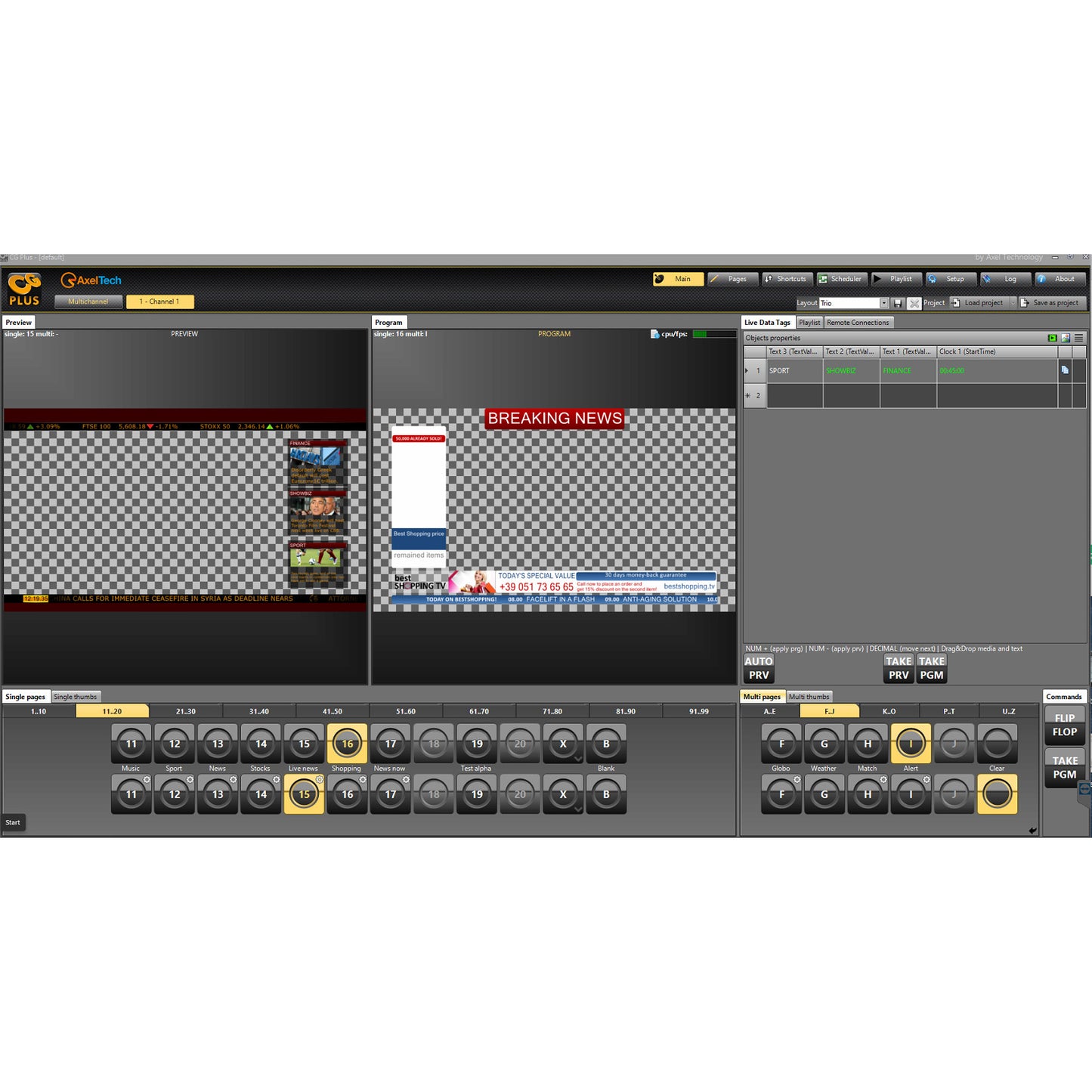 Axel CG Plus Broadcast Graphics Software - 2-Channel License