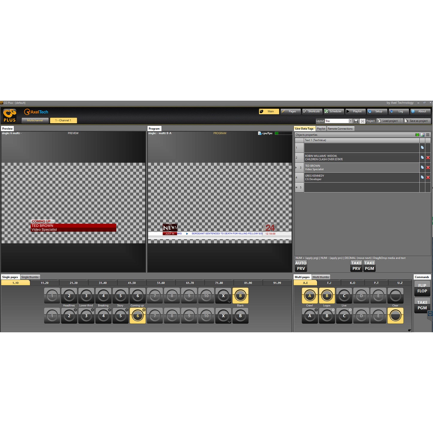 Axel CG Plus Broadcast Graphics Software - 2-Channel License