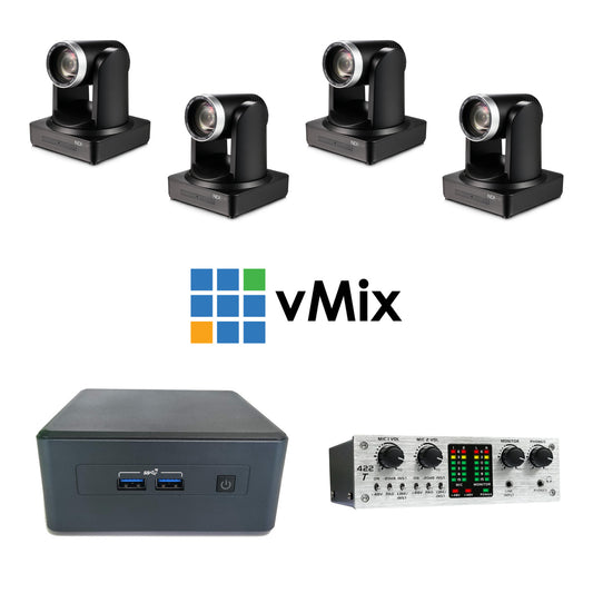 PTZCam CamKit4 NDI - Four PTZ Cameras with vMix Mini Switcher.