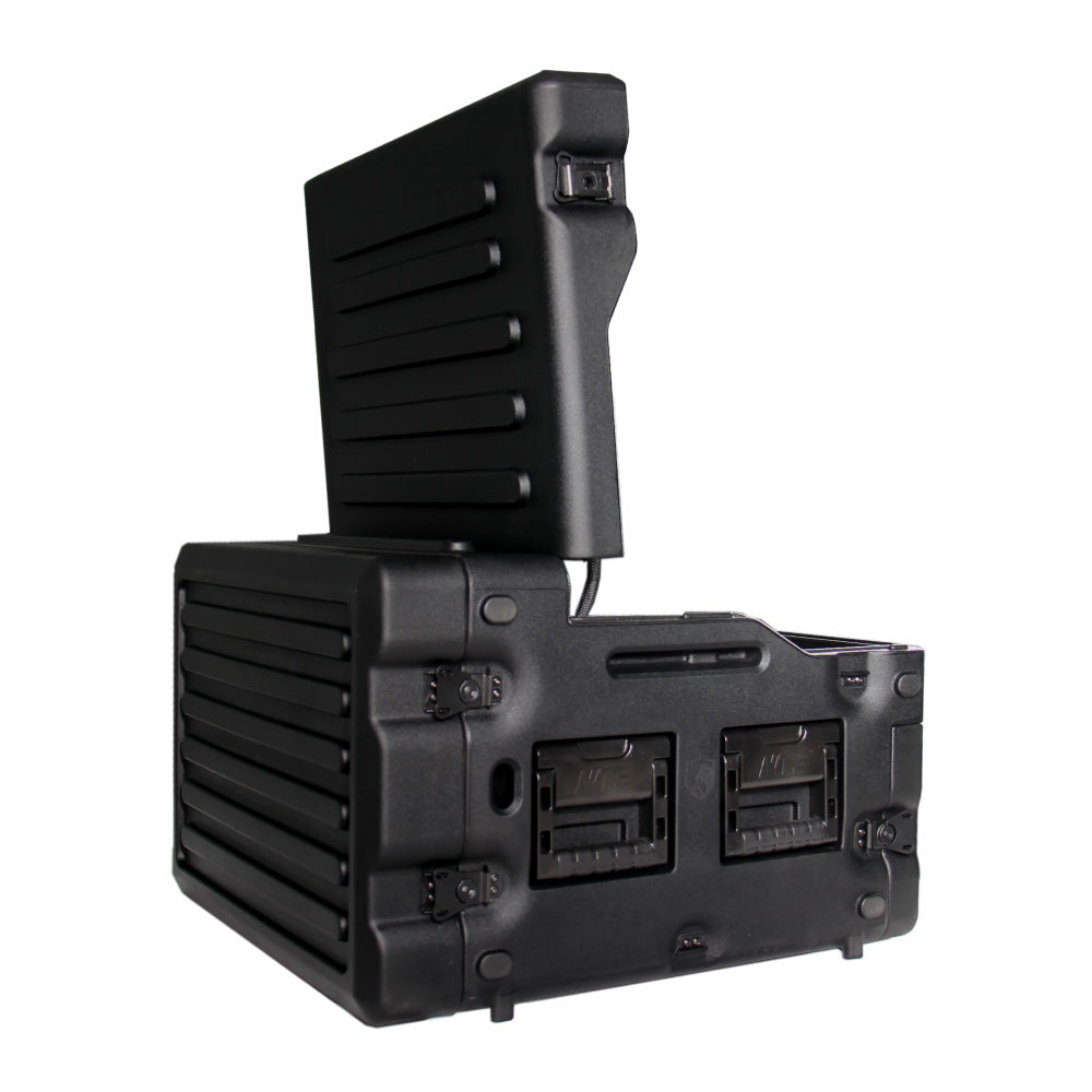 Switchblade GoRack 422 - Portable Broadcasting 4U Rack Case with 21.5-inch Monitor and Control Panel Workspace