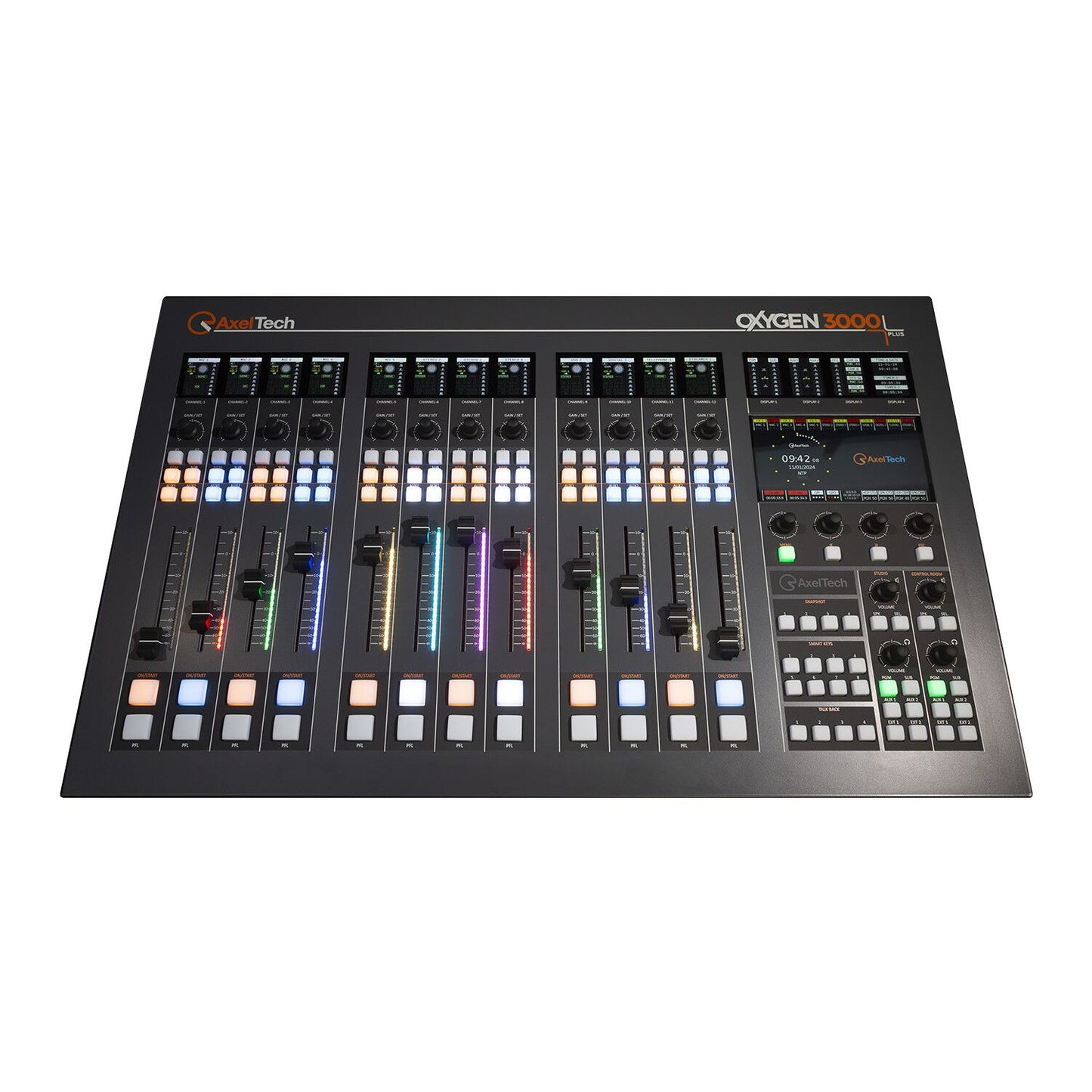Axel Oxygen 3000 Plus Digital Broadcast 12 Fader Audio Console with 16 Channel Dante Interface