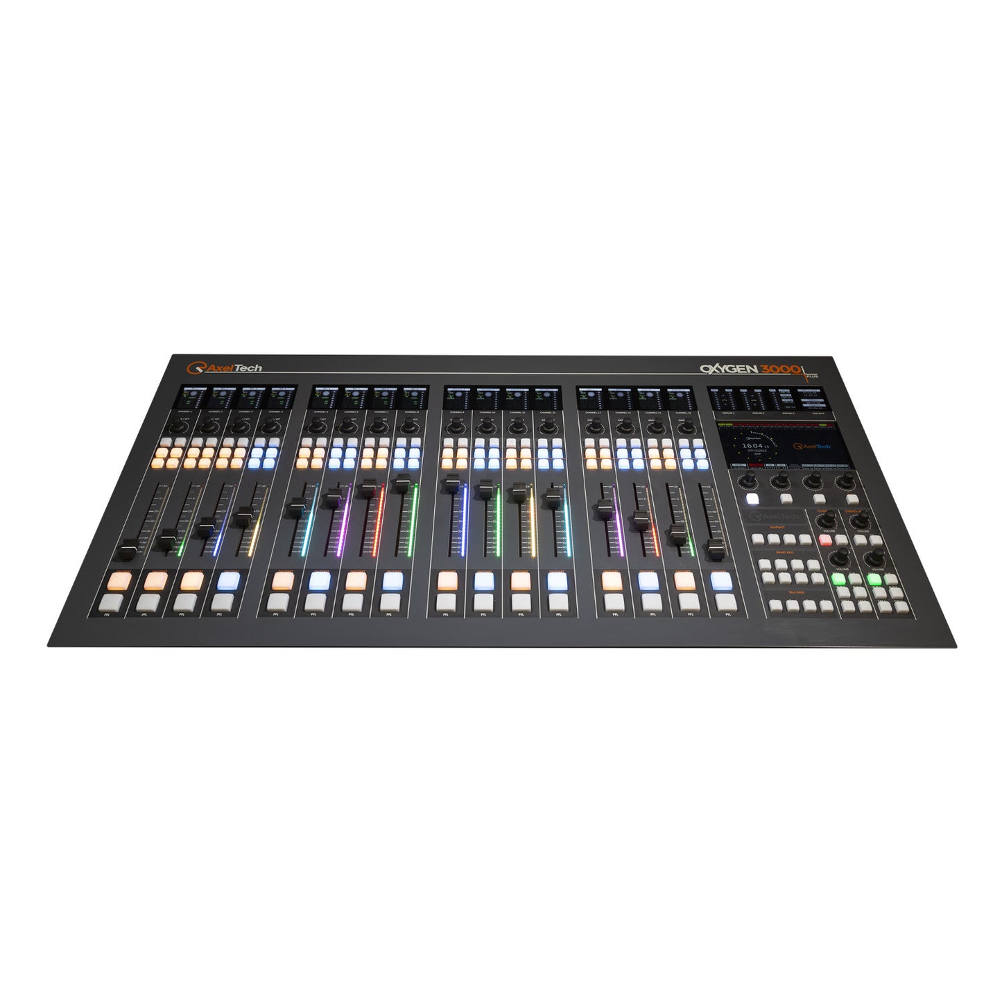 Axel Oxygen 3000 Plus Digital Broadcast 16 Fader Audio Console with Two Audio Interface Cards and 16 Channel Dante Interface