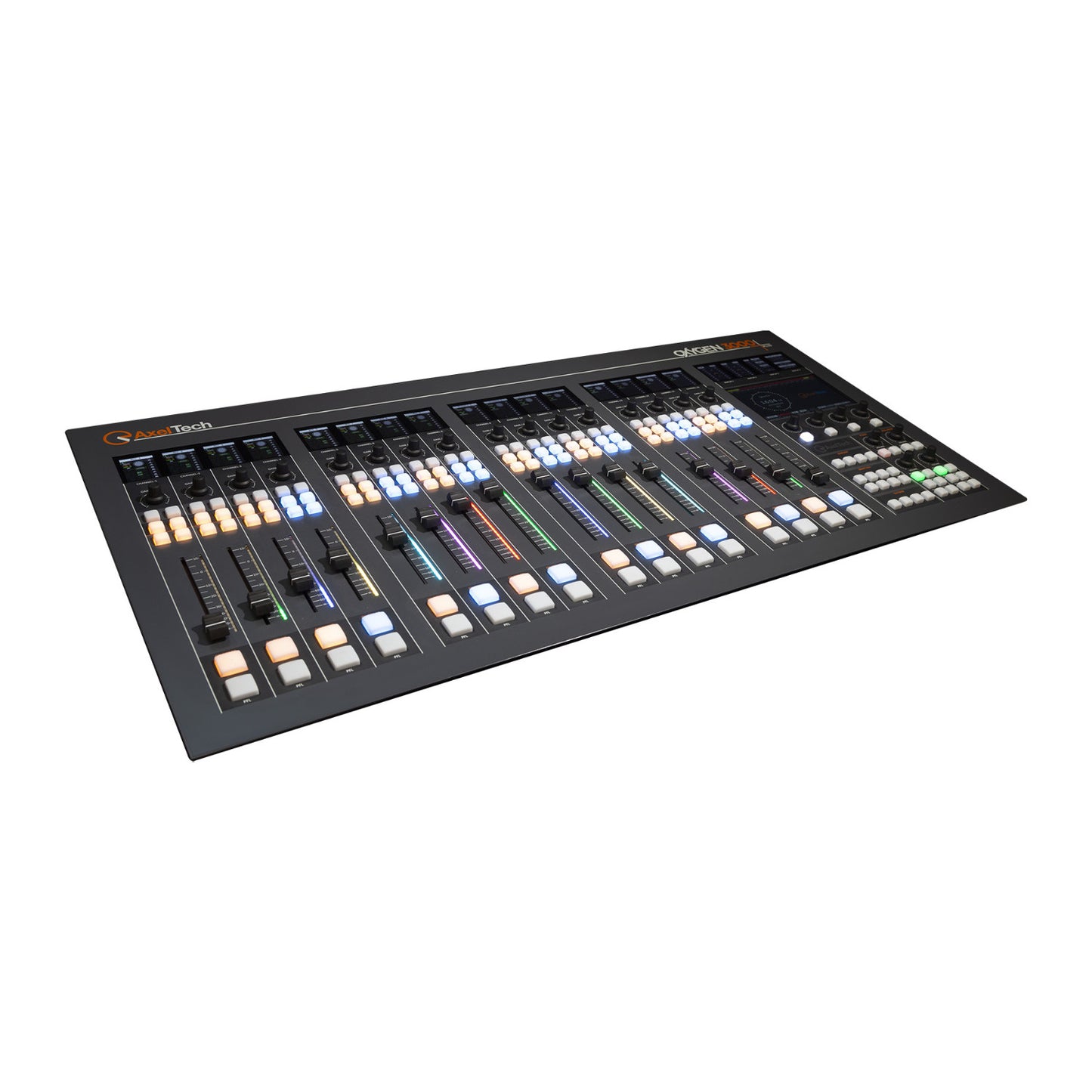 Axel Oxygen 3000 Plus Digital Broadcast 16 Fader Audio Console with Two Audio Interface Cards and 16 Channel Dante Interface