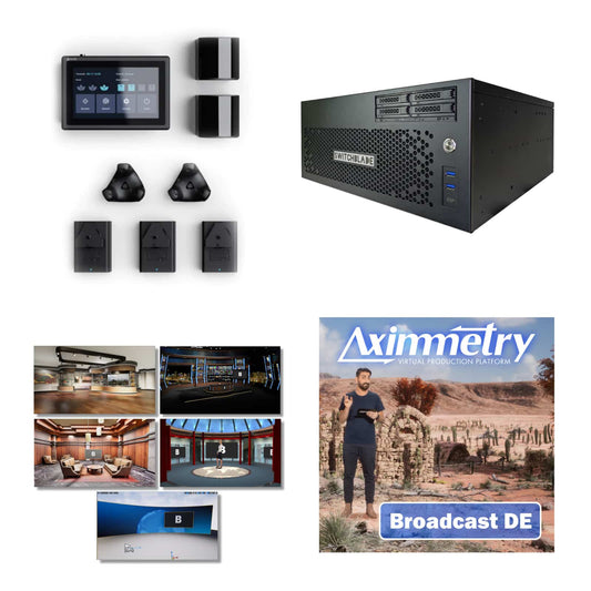 Virtual Production Bundle - Rack Workstation with Aximmetry Software, VIVE Mars CamTrack, and Five Virtual Sets.