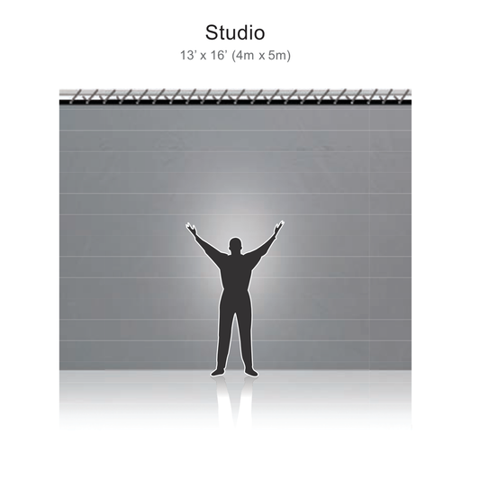 Reflecmedia 16'x13' Studio Drape with Small Dual LiteRing and Controller.