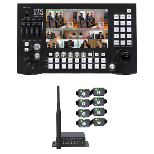 PTZCam Switch N8 bundle with 8-light wireless tally.
