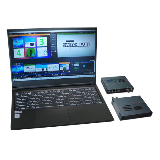 Switchblade Flyte Laptop Production System with vMix 4K, Two Science Image NDI HD mini Converters.