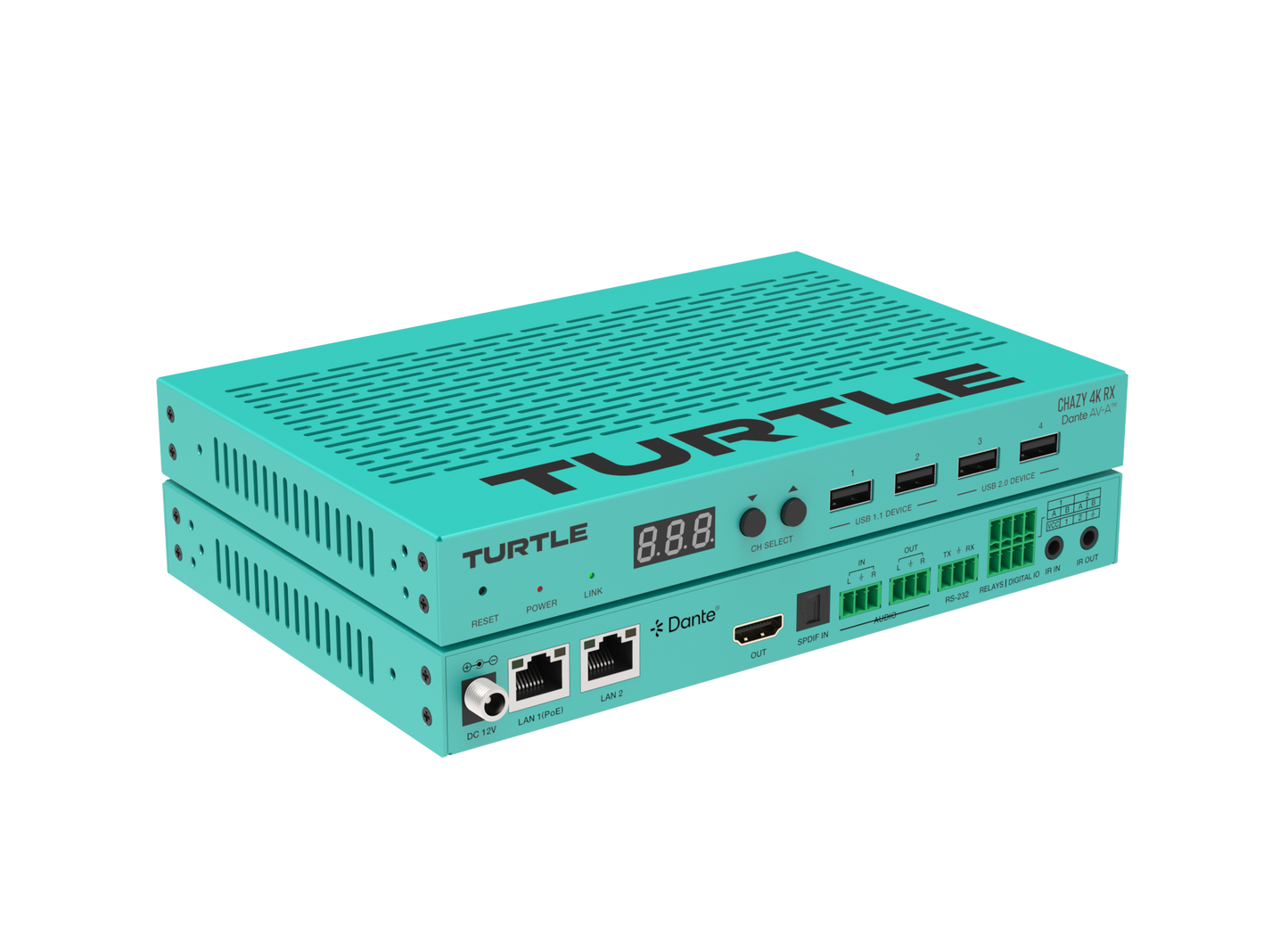 Turtle CHAZY 4K RX - Dante AV-A and JPEG 2000 to HDMI 2.0 Decoder