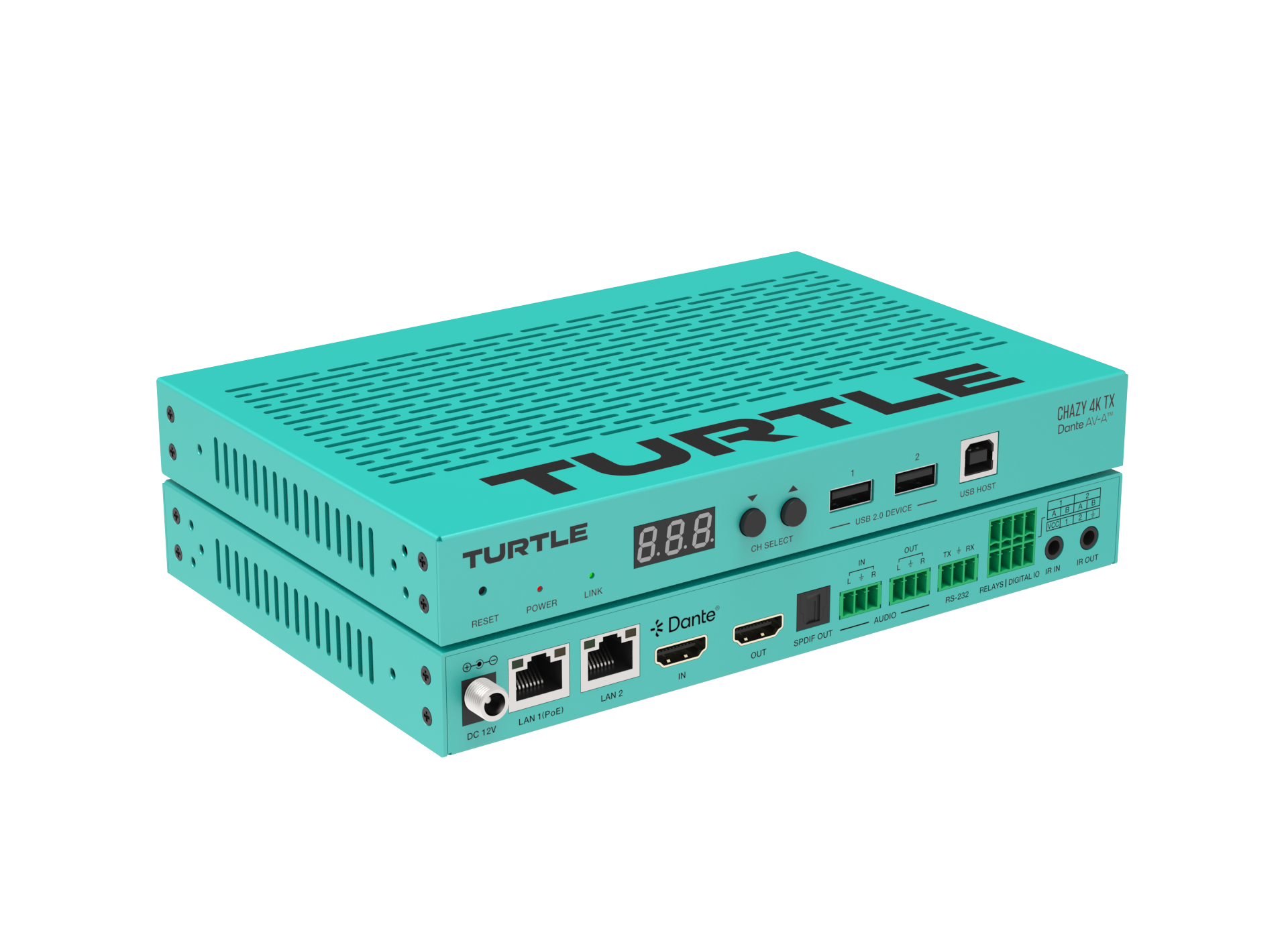 Turtle CHAZY 4K TX - HDMI 2.0 to Dante AV-A and JPEG 2000 Encoder.