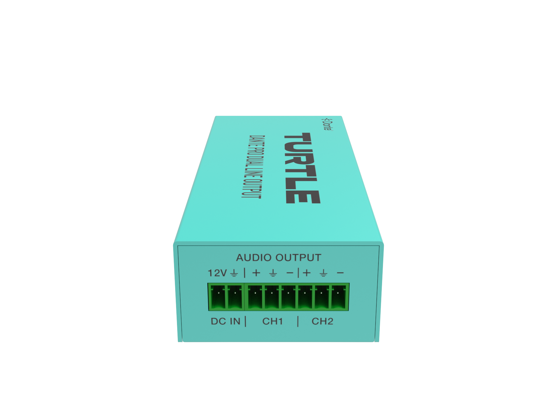 Turtle Dante Pro Dual Channel Analog Line Output Adapter with Gain Controls.