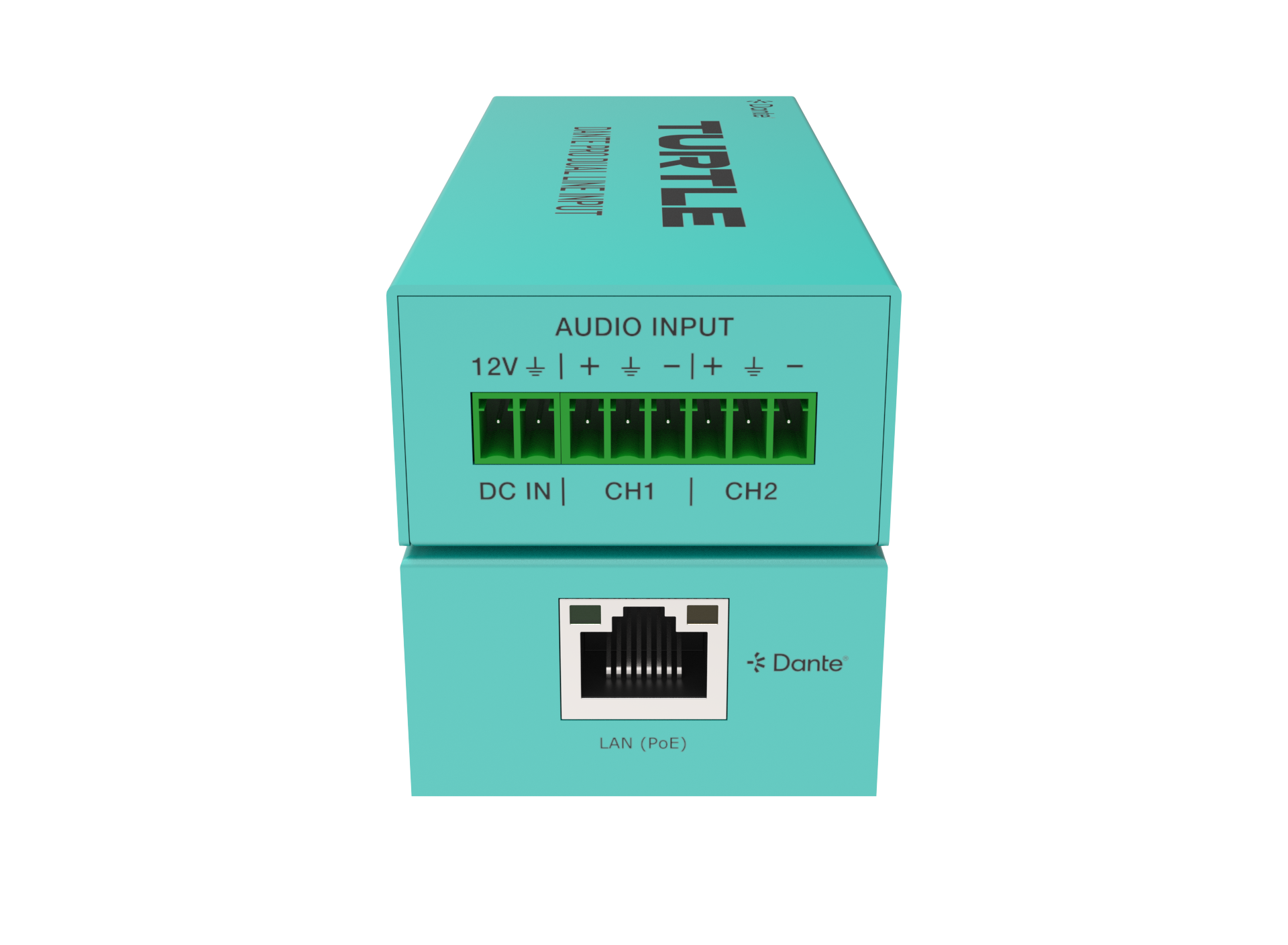 Turtle Dante Pro Dual Channel Analog Line Input Adapter with Gain Control.