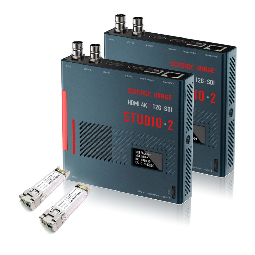 Science Image - Bundle with Two (2) Studio 2 Bi-Directional 4K NDI Converters and Fiber SFP Modules