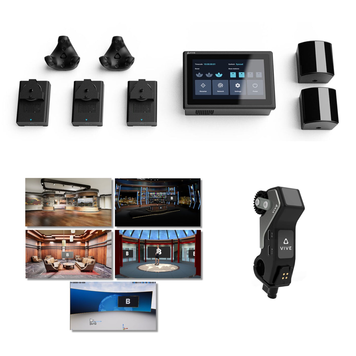 HTC Vive Mars CamTrack - Virtual Production Tracking System with Mars FIZTrack Lens Encoder and Five Virtual Sets