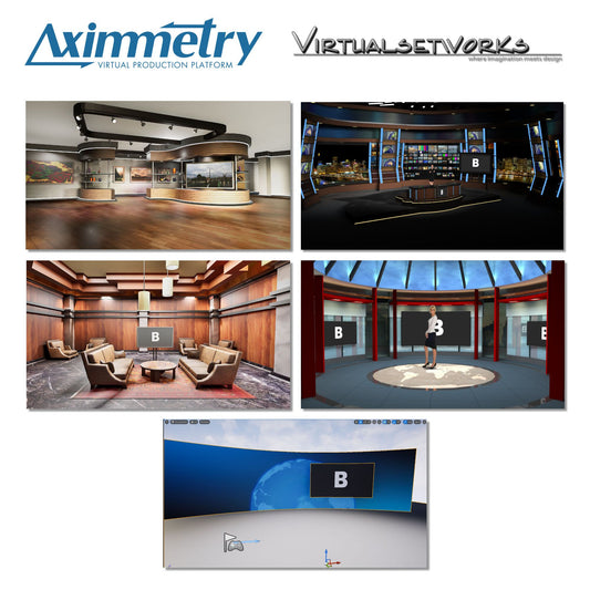 VirtualSetWorks - Five 3D Virtual Sets for Aximmetry and Unreal Engine.