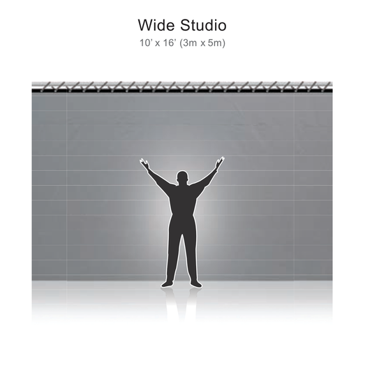 Reflecmedia 16'x10' Wide Studio Drape with Medium Dual LiteRing and Controller.