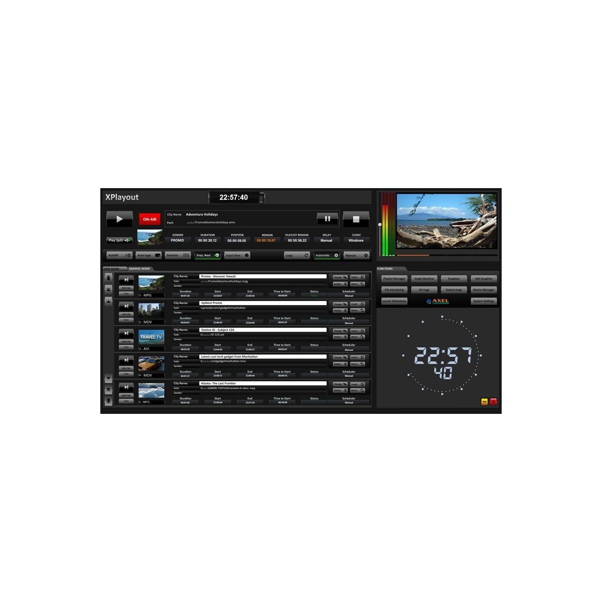 Axel Technology XPlayout Broadcast Video Playout Software