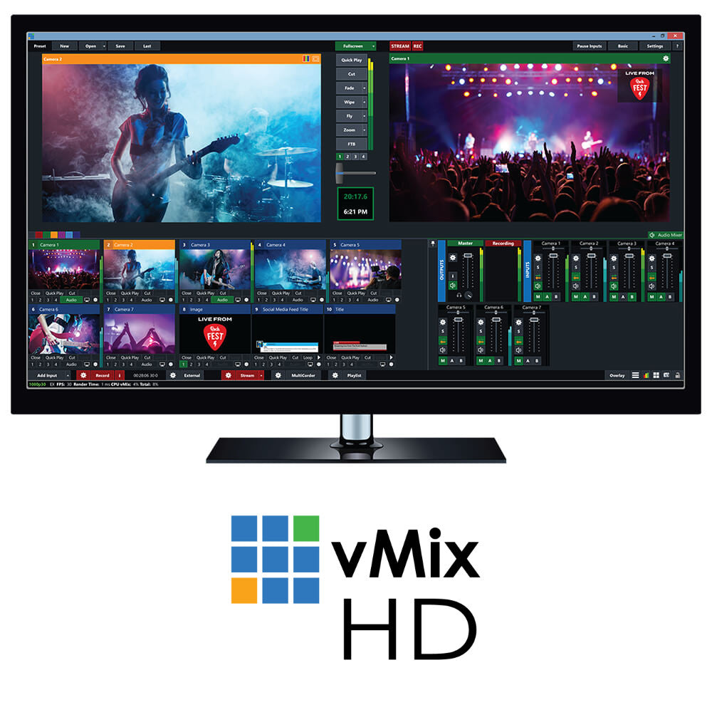 PTZCam CamKit3 Live Streaming System - 3-Camera PTZ Streaming Kit with vMix Switcher, Controllers, Network Switch, and Audio Interface