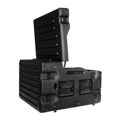 Switchblade GoRack 422 - Portable Broadcasting 4U Rack Case with 21.5-inch Monitor and Control Panel Workspace