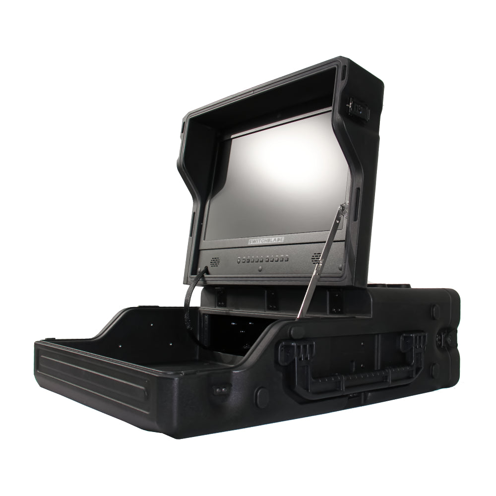 Switchblade GoRack 322 - Portable Broadcasting 3U Rack Case with 21.5-inch Monitor and Control Panel Workspace