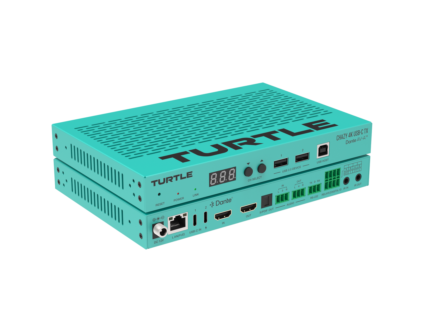 Turtle CHAZY 4K USB-C TX - HDMI 2.0 and USB-C to Dante AV-A and JPEG 2000 Encoder