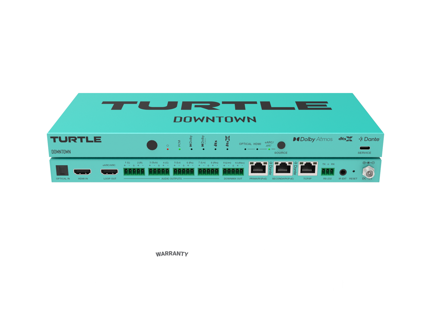 Turtle AV DOWNTOWN - Multi-channel Dolby Atmos and DTS to Dante Encoder