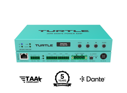 Turtle AV 30W PoE+ Dante Power Amp