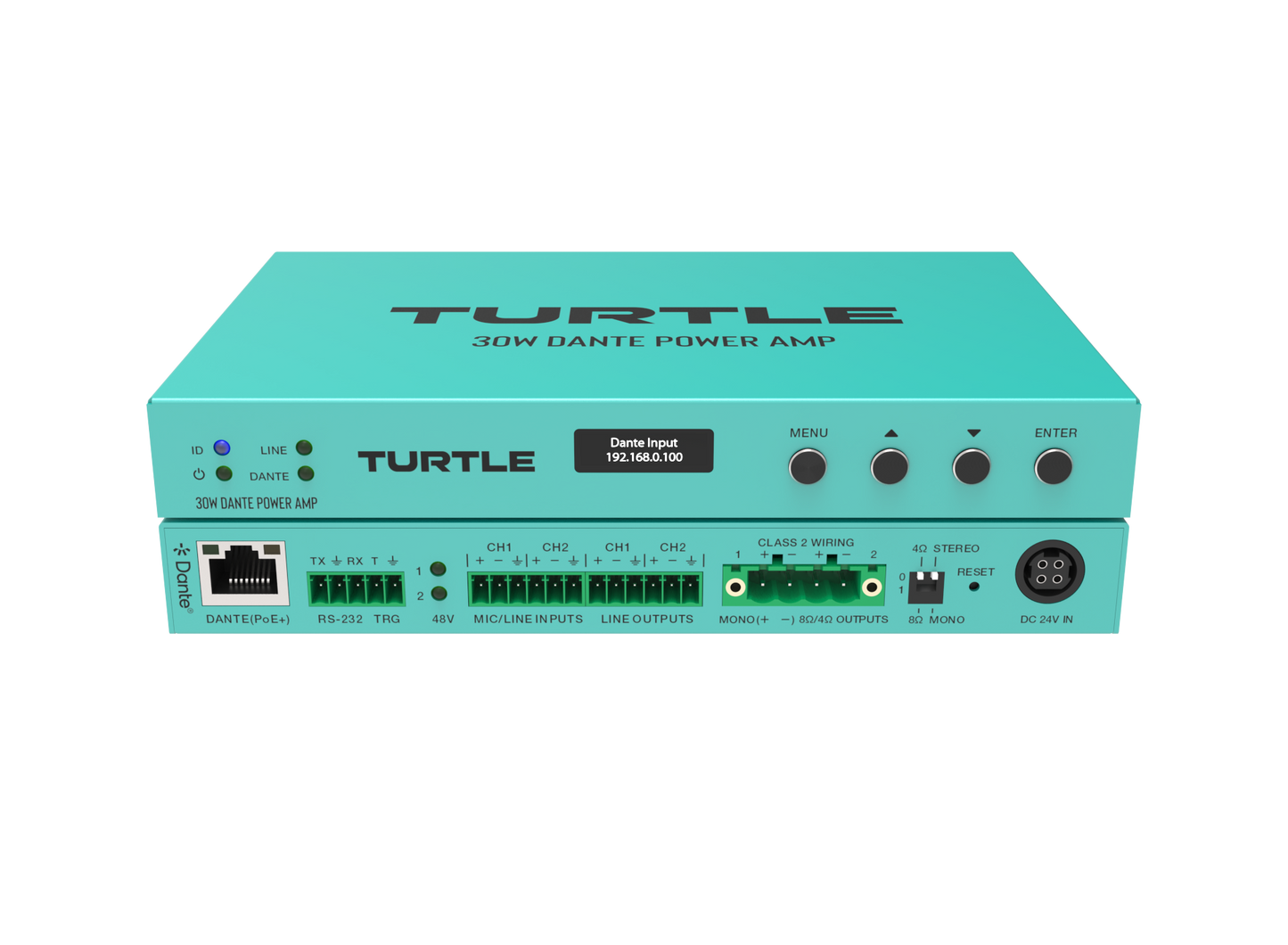 Turtle AV 30W PoE+ Dante Power Amp