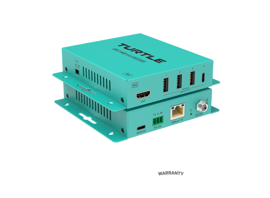 Turtle AV USB-C 4K60 4:4:4 video and USB 2.0 Extender Kit over CAT. Includes Host & Device Extenders