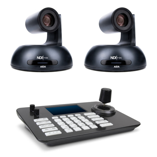 2 Camera Controller Bundle with Two (2) AIDA Imaging PTZ-NDI-X18B Cameras and PTZCam PTZ View Controller