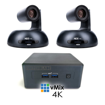 2 Camera Bundle with Two (2) AIDA Imaging PTZ-NDI-X18B Cameras and Switchblade Splyce NDI vMix Production System