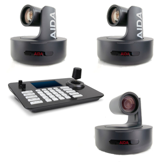 3 Camera Controller Bundle with Three (3) AIDA Imaging PTZ-NDI-X20 Cameras and PTZCam PTZ View Controller