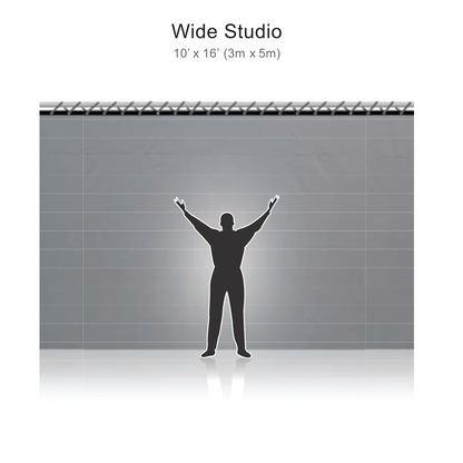 Reflecmedia 16'x10' Wide Studio Drape with Small Dual LiteRing and Controller