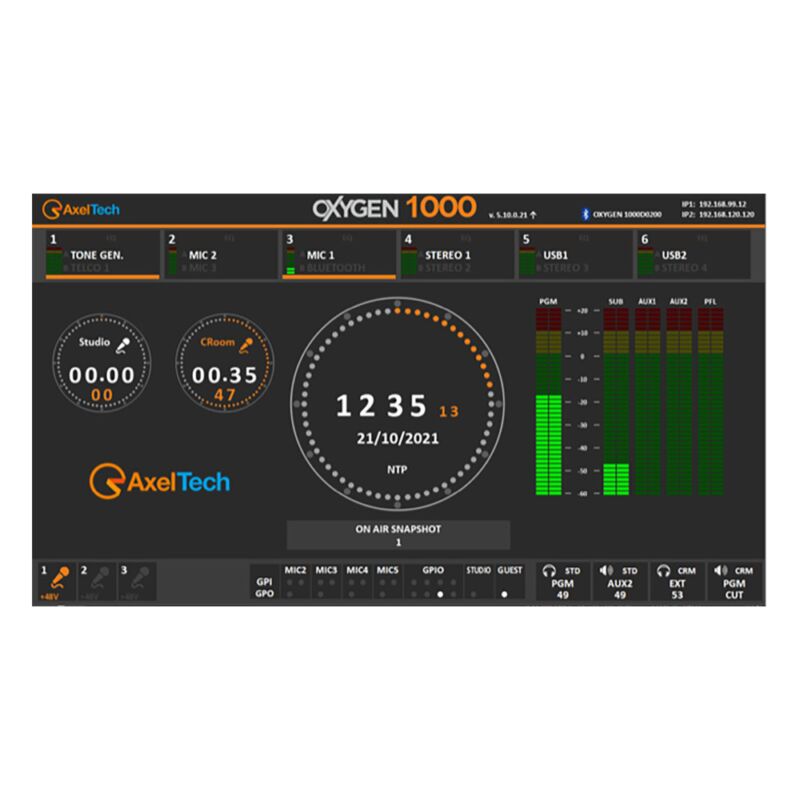 Axel Oxygen 1000 BT Digital Broadcast Console Rack with 8 Channel Dante Interface - Image 4